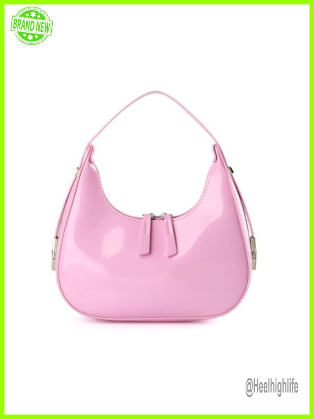 Y2K Crescent Shoulder Bag Retro Top Handle Patent Leather Small Underarm Hobo